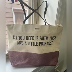 Kate Spade Disney All You Need is Faith Trust & Pixie Dust Glitter large Tote